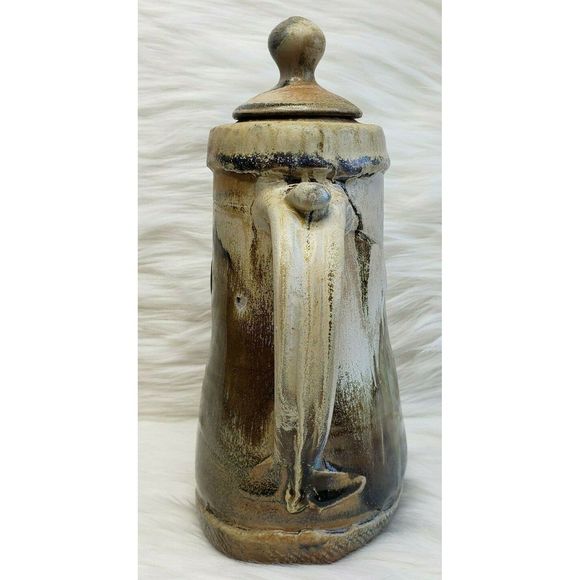 Unmarked Beautiful Pottery Pitcher W/ Spout & Lid - Picture 2 of 7